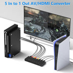 Azduou 2 AV Inputs + 3 HDMI 2.0 Inputs to HDMI Converter (5 in 1) with Upgrade New Version