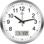 HITO 16 Inch Silent Wall Clock Battery Operated with Temperature and Date, Large Wall Clock for Living Room Decor, Office, Classroom, Bedroom