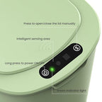 Cesun Motion Sensor Trash Can, 5 Gallon Automatic Bathroom Garbage Can with Lid, Touchless Smart Plastic Slim Wastebasket for Bathroom, Office, rv, Bedroom, Living Room, Green