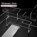 LFTYTUO 2 Set Large Acrylic Clear Display Risers, 3 Sizes 12" Rectangular Showcase Collectibles Display Shelf, 5mm Thick Desktop Display Stand Holder for Figures, Jewelry, Perfume, Toys