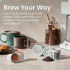 Chefman Caffeinator Single Serve Coffee Maker, Brew Kcups & Grounds, Drip Coffee Machine with Brew Strength Settings, Iced Coffee Function, 48 oz. Removable Water Reservoir