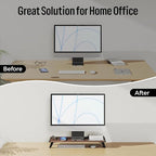 loukin Monitor Stand Riser for Desk, 22.4" x 8.3" Larger Computer Stand for Laptop, PC, Printer, Sturdy Desktop Computer Shelf with Non-Skid Rubber, Home Office (Brown)