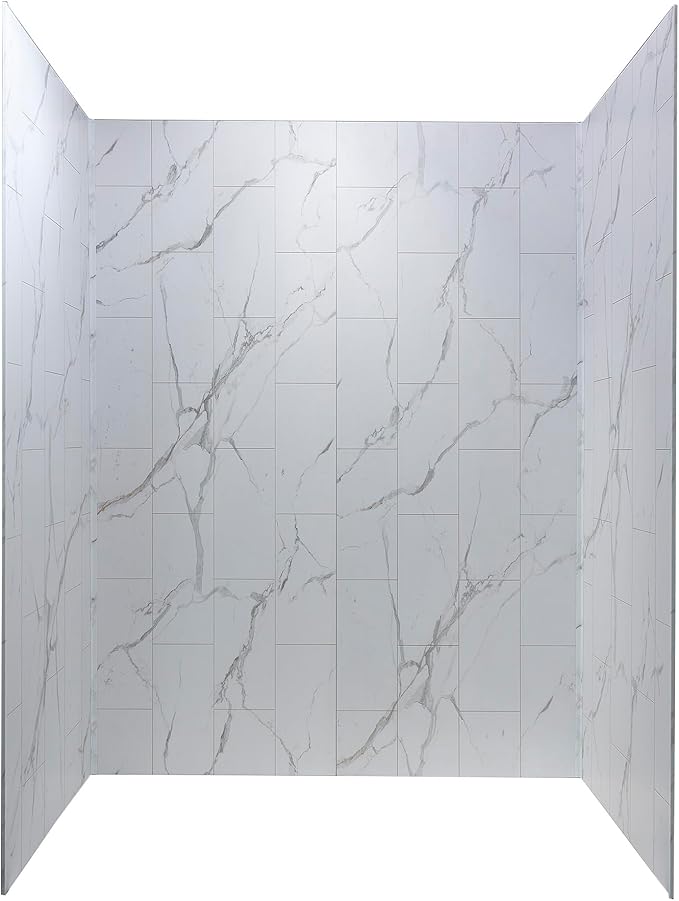 Palisade 78in x 60in x 30in Waterproof Vinyl Shower Surround Kit with Accessories in Urban Glacier