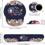 Keyboard Wrist Rest + Mouse Pad Wrist Support Set with Coasters, She Believed She Could So She Did Inspirational Quote Design Non-Slip PU Base Ergonomic Mousepad for Home Office Working Studying