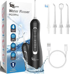 JNGOODS Cordless Water Dental Flosser Oral irrigator,JNGOODS 300ml Rechargeable Water flosser for Teeth IPX7 Waterproof 4 Modes Portable Oral Irrigator with 4 Jet Tips, Travel Home use