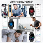 Smart Watches for Women Men with Bluetooth Call & AI Voice, 1.85" HD Fitness Tracker with Heart Rate SpO2 Sleep Monitor, 100+ Sports Modes,Mini Games, IP68 Waterproof Smartwatch for Android iOS Phones