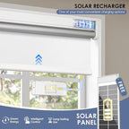 Motorized Blackout Smart Roller Blinds with Remote Control & Solar Panel - Automatic Electric Shades for Windows, Compatible with Alexa - White,24" W*72" H