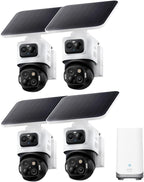 eufy Security eufyCam S4 4-Cam Kit,4K Solar Camera Wireless Outdoor, Triple Lens Bullet-PTZ Cam, 360° View, Cross-Cam Track, Al Recognition, 8X Zoom, Color Night Vision, 0 Monthly Fee, Local Storage