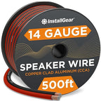InstallGear 14 Gauge Speaker Wire 500 ft - CCA Cable for Car Audio and Home Theater - Soft Touch PVC Jacket - Easy Polarity ID - Surround Sound and Stereo Use - Black and Red