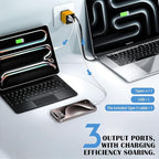 80W GaN Fast Charger with Retractable USB-C Cable 3-in-1 Wall Charger Block with Built-in Type-C Cord & 2 USB Ports, PD 3.0 & QC 4.0 Fast Charging for iPhone 15/16/17, Samsung Galaxy, Pixel, iPad G