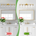 Guliaofo 6-Light E26 Gold Bathroom Vanity Lights, Modern Bathroom Light Fixtures with Clear Glass Shade, Wall Lamps for Mirror Hallway Kitchen Cabinet Living Room Sconces Lights