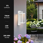 Modern Outdoor Light Fixtures Dusk to Dawn Outdoor Lighting,15" Exterior Wall Sconce, Porch Light, Black Garage Lights Wall Lamp, Waterproof Outdoor Lights for House, Garden, Front Door，White