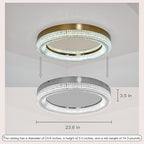 23.6" Gold LED 3 Color Remote Dimmable Modern Crystal Chandelier Round LED Crystal Ceiling Light Fixture Flush Mount Chandelier Ceiling Light with Crystals for Hallway Bedroom Kitchen Foyer (Gold)