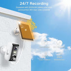 Solar Security Cameras Wireless Outdoor, 2K Outside Security Wireless WiFi Cameras, Battery Powered Outdoor Cameras with Solar Panel, Color Night Vision, 2.4G/5.8G WiFi, 2-Way Audio, PIR Motion Sensor
