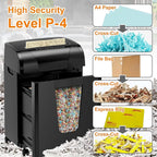 Suntiko Paper Shredder, 18-Sheet Cross Cut Level P-4, Shred Paper/Credit Card/CD, with Large Pull Out Bin，Insert Auto Jam Proof System Shredder for Home&Office