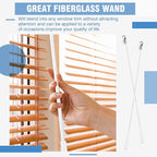 Bokon 2 Pieces White Fiberglass Blind Wand Vertical Blinds Stick Replacement with Hook and Handle for Window Opener Accessory(30 Inch)