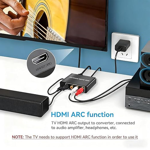 192KHz HDMI ARC to Optical Audio Adapter Analog RCA Audio Converter ARC Input Optical SPDIF Coaxial 3.5mm R/L Stereo Extractor Splitter for HDTV