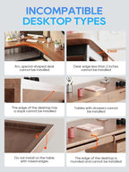NODOCA No Drill Under Desk Cable Management Tray, 14'' Wire Management, Punch-Free Clamp on, Metal Cable Tray, Wire Organizer, Under Desk Basket for Office and Home, White