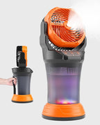 WESTTREE Portable Misting Fan with Large Battery Fan-Rechargeable Outdoor Misting Cooling Fans with 2L Water Tank,RGB Lights,4 Speeds & Spray Modes-for Patio, Camping, Beach, Workshop (X65 Orange)