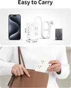 KWRNVO 5FT Portable USB C Power Strip Surge Protector PD 20W Flat Wall Plug Charger Multipl Outlets with 2500W AC Outlets, 3 USB-C Ports, 2 USB-A Ports for Home/Office/Travel