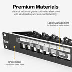 PBAEGAV 8 Port Patch Panel Blank UTP/STP 1U 10“ Keystone Patch Panel with Cable Management and Support Bar Compatible with LC/SC/ST/FC/USB/HDMI Keystone Jack(8 Port)