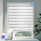 COOLWINDS Motorized Zebra Blinds for Windows Cordless Electric Curtains with Remote Control Blackout Shades Custom Smart Blinds Compatible with Alexa Google Home(Light Filtering Grey,Custom)