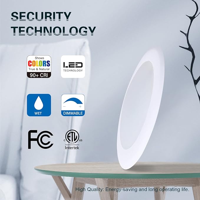 TOPELER 6 Inch LED Disk Light, 15W Dimmable Low Profile Recessed Disc Downlight, Metal Baffle Trim Light Fixture for Home Improve, 1000Lm 4000K Cool White, ETL Listed