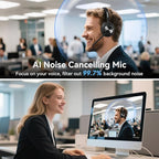 Wireless Headset with Mic for Work, Bluetooth Wireless Headphones with Microphone Noise Cancelling, Mute & USB Dongle for PC Computer Laptop Cell Phones Remote Work Home Office Call Center Zoom Skype