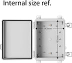Gratury Junction Box, IP67 Waterproof Plastic Enclosure for Electrical Project, Hinged Grey Cover, Includes Mounting Plate and Wall Bracket 220×170×110mm (8.6"×6.7"×4.3")