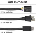 Moxita 10ft - 1/4 inch Cord Protector Cable Sleeve Split Wire Loom Tubing for Power Cord Audio USB Cable, Cord Sleeve Cable Management for TV Computer, Cord Protectors from Pets Chewing, Black