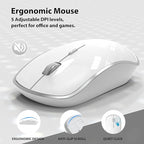J JOYACCESS Wireless Keyboard and Mouse, Slim Wireless Keyboard Mouse with Numeric Keypad Compatible with iMac Mac PC Laptop Tablet Computer Windows (Silver White)