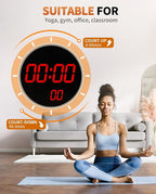 GLOKUUCA 12" Large Digital Wall Mount Clock, Count Down Timer, Alarm, Big LED, 12 RGB Color, Temperature for Living Room Classroom Desk, Xmas, Birthday Gift for Senior Mom Dad (Round)