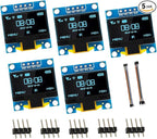 EPLZON 5 Pack 0.96 inch OLED IIC Display Module 128x64 Pixel Mini Self-Luminous Display Screen Board for Arduino Projects Raspberry Pi with Wire(Blue)