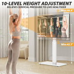 TAVR Universal Floor TV Stand Base for 32-70 Inch TVs up to 110 Lbs with Swivel Height Adjustable Mount, White Tempered Glass Base for Media Storage