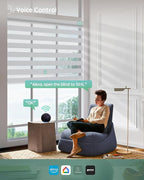 Yoolax Motorized Zebra Blinds Compatible with Alexa,Motorized Blinds with Remote Smart Automatic Custom Electric Window Blinds Cordless Indoor Blackout for Home Bedroom Kitchen (Crystal Silver)