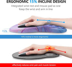 Mouse Pad Wrist Support, Laokiiy 2 in1 Keyboard Wrist Rest+ Ergonomic Mouse Pad, Non-Slip Wrist Rest for Computer Keyboard, Made Easy Typing & Relieve Wrist Pain(Blue Pink Marble)