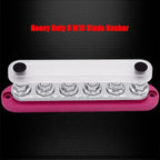 6 x M10 (3/8") Studs Power Distribution Block Bus Bar 12V, Ampper 7" HD 300A Marine BusBar Battery Distribution Block W/Cover for Car Boat Solar (Red)