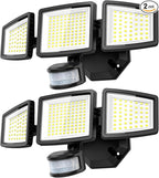 PURICH LED Security Lights Motion Sensor Light Outdoor, 7000LM, 6500K, Waterproof, Flood Light Outdoor Motion Detector with Adjustable 3 Head, Hardwired Wall Light for Entryway, Yard, Garage (2)