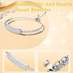 Smart Bracelet for Women, Jewelry Fitness Tracker with 2 Bands, Heart Rate & SpO₂ Monitor, Stress & Sleep Tracking, Step & Calorie Counter, 5ATM Waterproof for iOS & Android, No Subscription, Silver