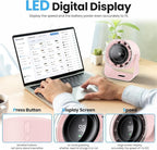 DURBESTER Small Desk Fan, 28dB Ultra-Quiet Desktop Air Circulator with 115° Adjustable Tilt, 100 Speeds, Rechargeable Battery, USB-Powered, Portable for Bedroom, Office, Kitchen, Travel - (Pink)