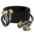 Right Angle RCA Cable 50 FT, 90 Degree 2RCA to 2RCA Stereo Audio Cable, Zinc Alloy Shell, Gold-Plated Plug, 2 RCA Audio Cord, for Home Theater, Subwoofer, HDTV, Amplifier, Hi-Fi System, Car, Speaker