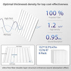 BSHEAD 8 Pack Large Soundproof Wall Panels, 15.7 x 15.7 x 0.47 in Sound Proof Foam Panels for Walls, 1.2lb/ft³ High Density, Thicker 0.47in, Acoustic Panels, Sound Dampening Panels White