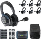EARTEC HUB7D Ultralite-HD 7 Person Full Duplex Wireless Intercom Headset Communication System, Dual Ear Headsets, Up to 1000ft Range, U.S. Company