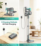 Yassol S10K Cordless Vacuum Cleaner, 55Kpa 60mins Lightweight Stick Vacuum with Powerful Suction for Home, Rechargeable, Self-Standing, Handheld Vacuum Cleaners for Hardwood Floors, Carpets, Pet Hair