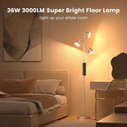 SIBRILLE 36W LED Tree Floor Lamp, Dimmable Tall Standing Lamp with Remote & Touch Control, 4 Color Temperatures Bright Floor Lamp, 3 Rotatable Light Modern Floor Lamps for Living Room Bedroom Office