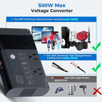 DOACE 500W Max Pure Sine Wave Voltage Converter Us to Europe, 220V to 110V Converter 50Hz to 60Hz Transformer for European Travel, Power Converter Adapter Combo for CPAP Hair Straightener Laptop Phone