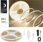 Pandery COB LED Strip Lights Natural White,24V Dimmable led Light Strip KIT with Remote and app Control,4000K 9.84FT/3m 8mmwide Ra>90 Cuttable Flexible Strip Lights for Bedroom,Wardrobe,Cabinet