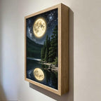 URVIP LED Glowing Photo Frame, 3D Starry-Sky Blue Moon Wall Art, 9x12 Inches Dimmable Light Up Light Painting for Bedroom, Unique Aesthetic Decor, Great Birthday Gift for Women Men