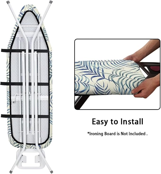 ZCFYGDX Easy Installation 15 x 54 Ironing Board Covers - Hawaiian Palm Leaf Print Elastic Edge & Nylon Buckle Straps Fasteners, Suitable for Most Iron Board, Stain Resistant Protective Cover