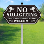 No Soliciting Sign for House, No Soliciting Signs for Front Door with Long Stake, Heavy Duty Aluminum Yard Signs UV Protected Weather Resistant and Easy Install for Lawns Garden (14x7 inches Black)